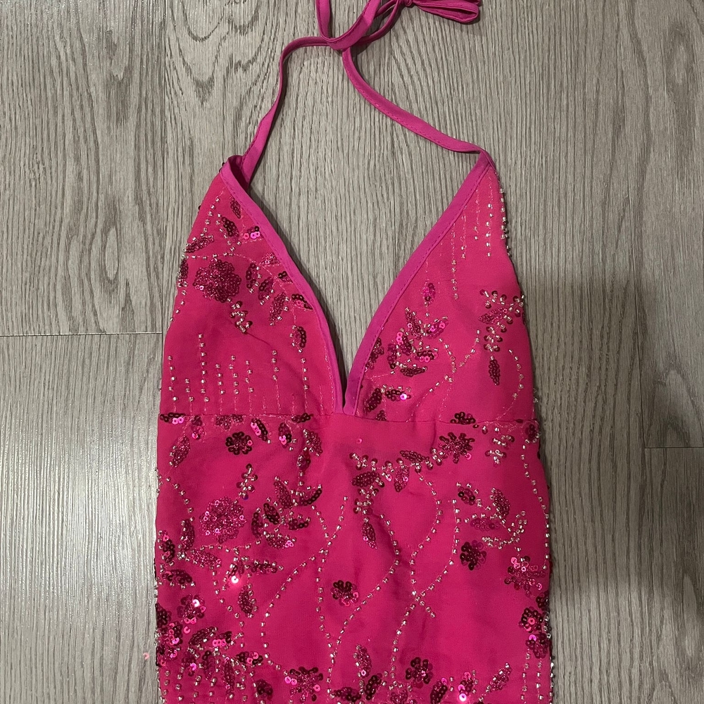 Sparkling Pink Sequin Halter Top